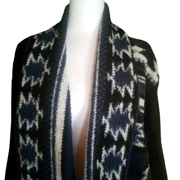 Anthropologie Dolan Santiam Open Front Cardigan Black Blue Size Small - Picture 3 of 8